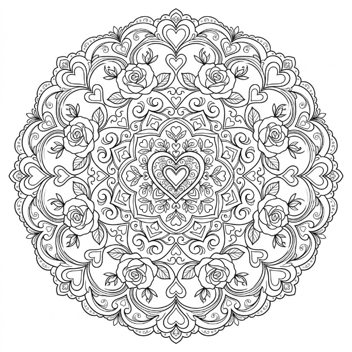Coloriage Mandala: amour coloré Mandalas