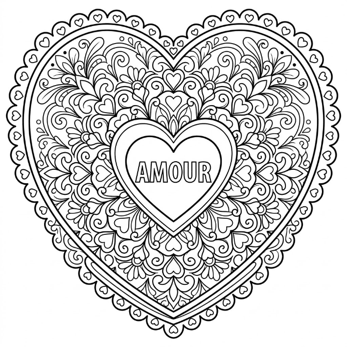 Coloriage Mandala: amour doux Mandalas