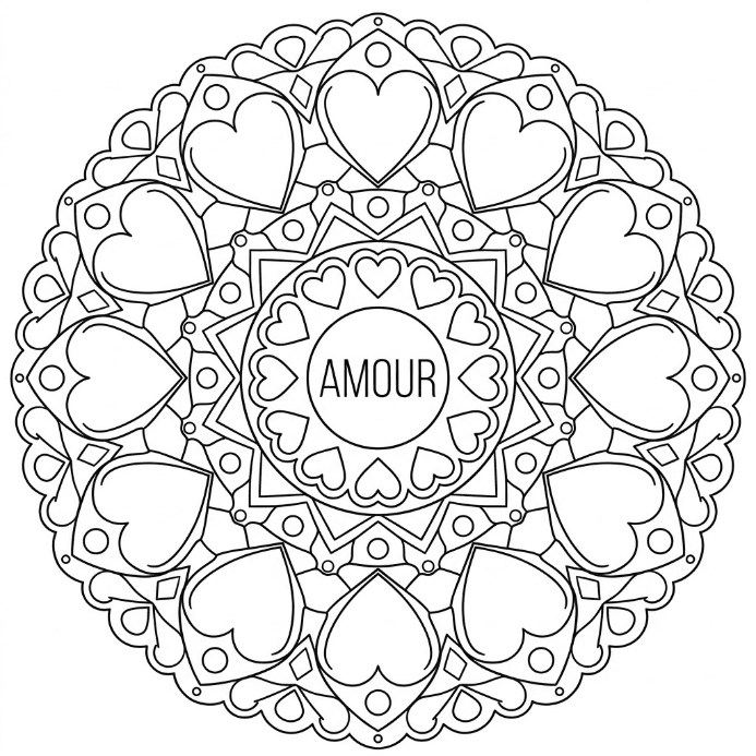 Coloriage Mandala: amour infini Mandalas