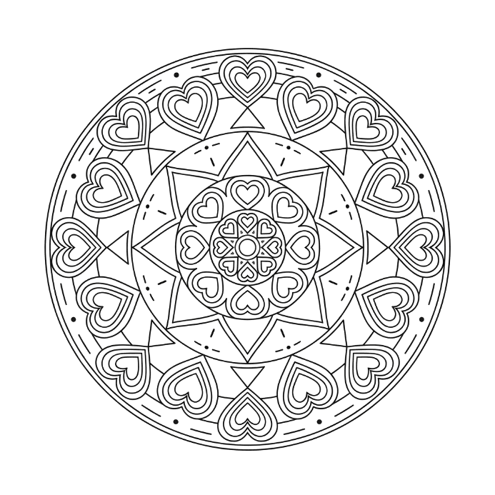 Coloriage Mandala: amour rêveur Mandalas