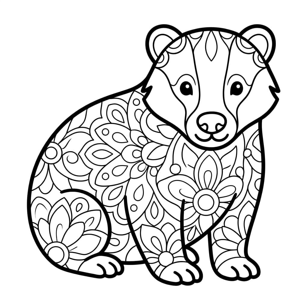 Coloriage Mandala: blaireau adorable Mandalas