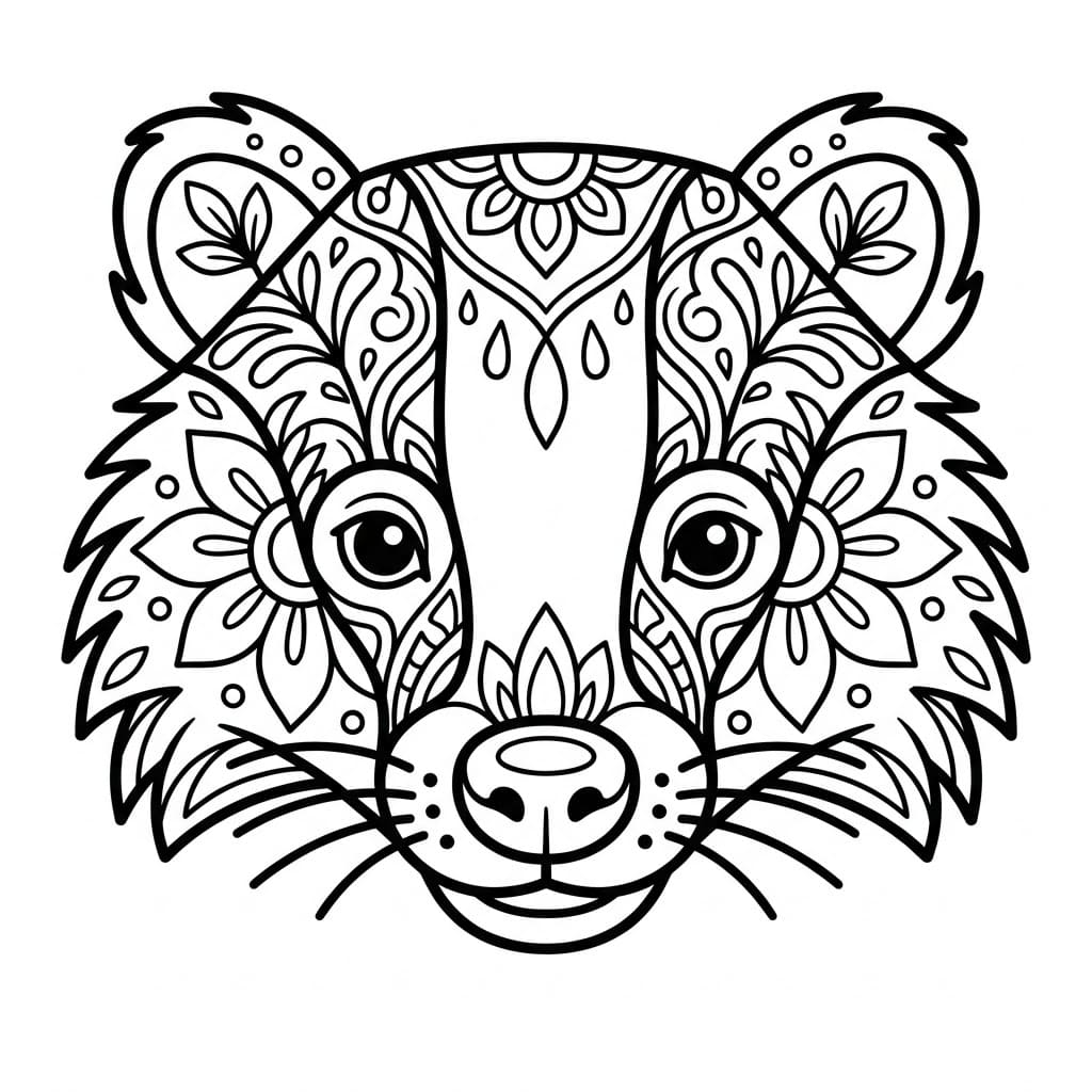 Coloriage Mandala: blaireau artistique Mandalas