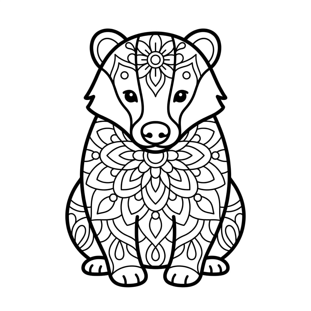 Coloriage Mandala: blaireau brun Mandalas