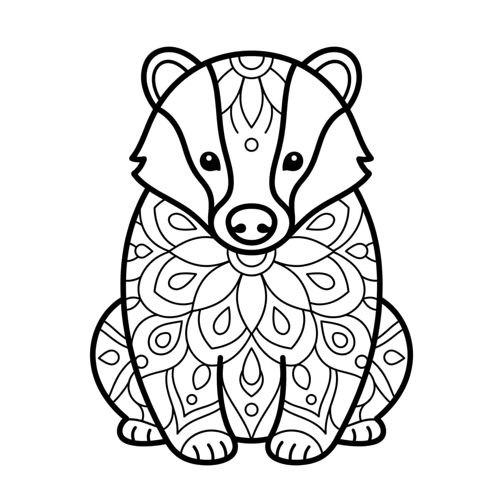 Coloriage Mandala: blaireau curieux Mandalas