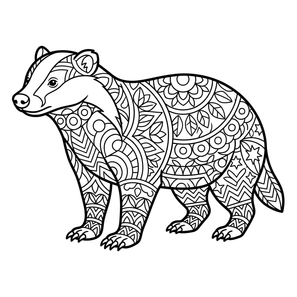Coloriage Mandala: blaireau discret Mandalas