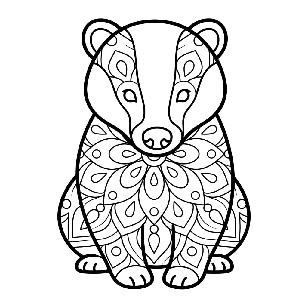 Coloriage Mandala: blaireau drôle Mandalas