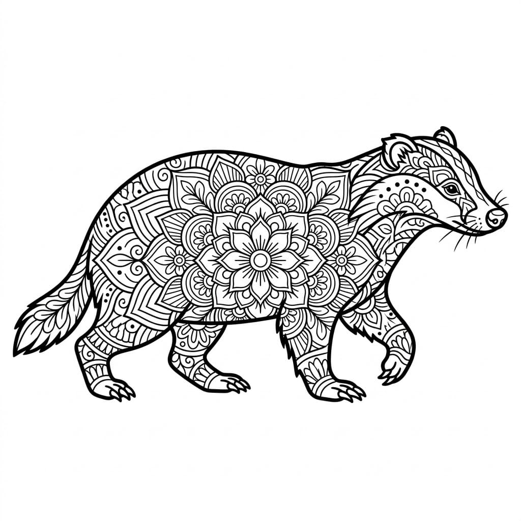 Coloriage Mandala Blaireau Mandalas