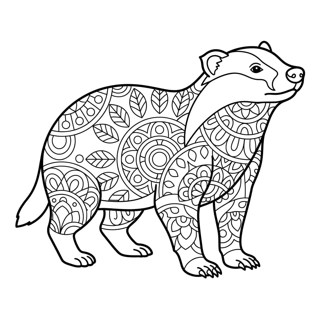 Coloriage Mandala: blaireau intelligent Mandalas