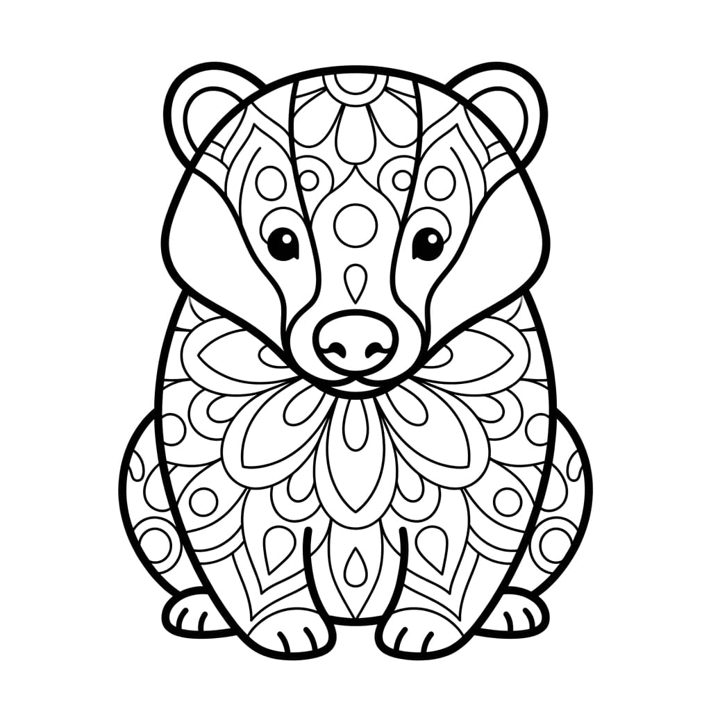 Coloriage Mandala: blaireau joueur Mandalas