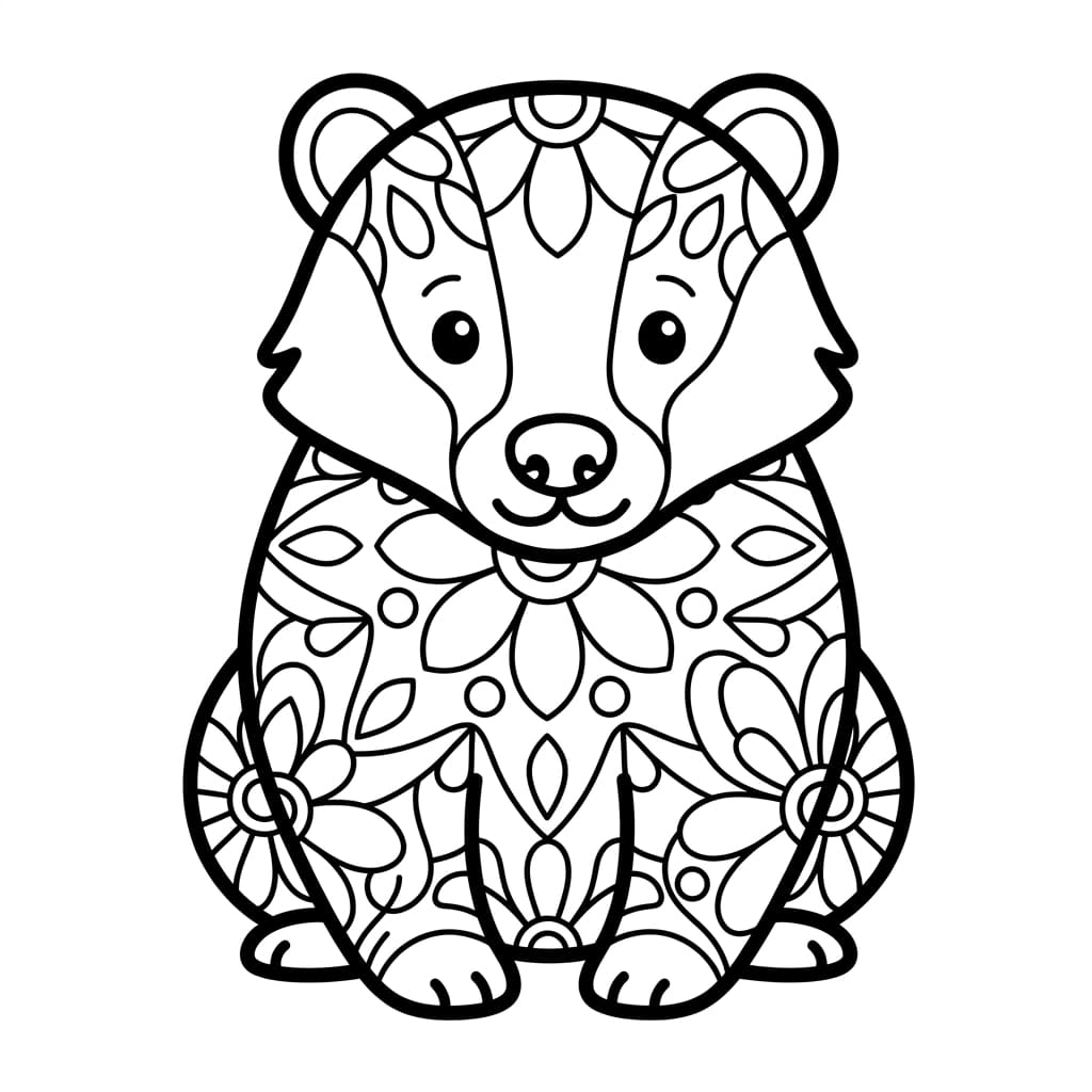 Coloriage Mandala: blaireau mignon Mandalas