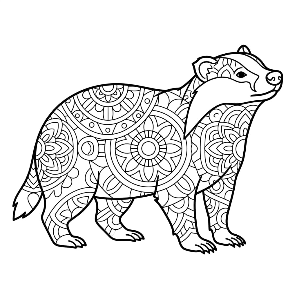 Coloriage Mandala: blaireau nocturne Mandalas