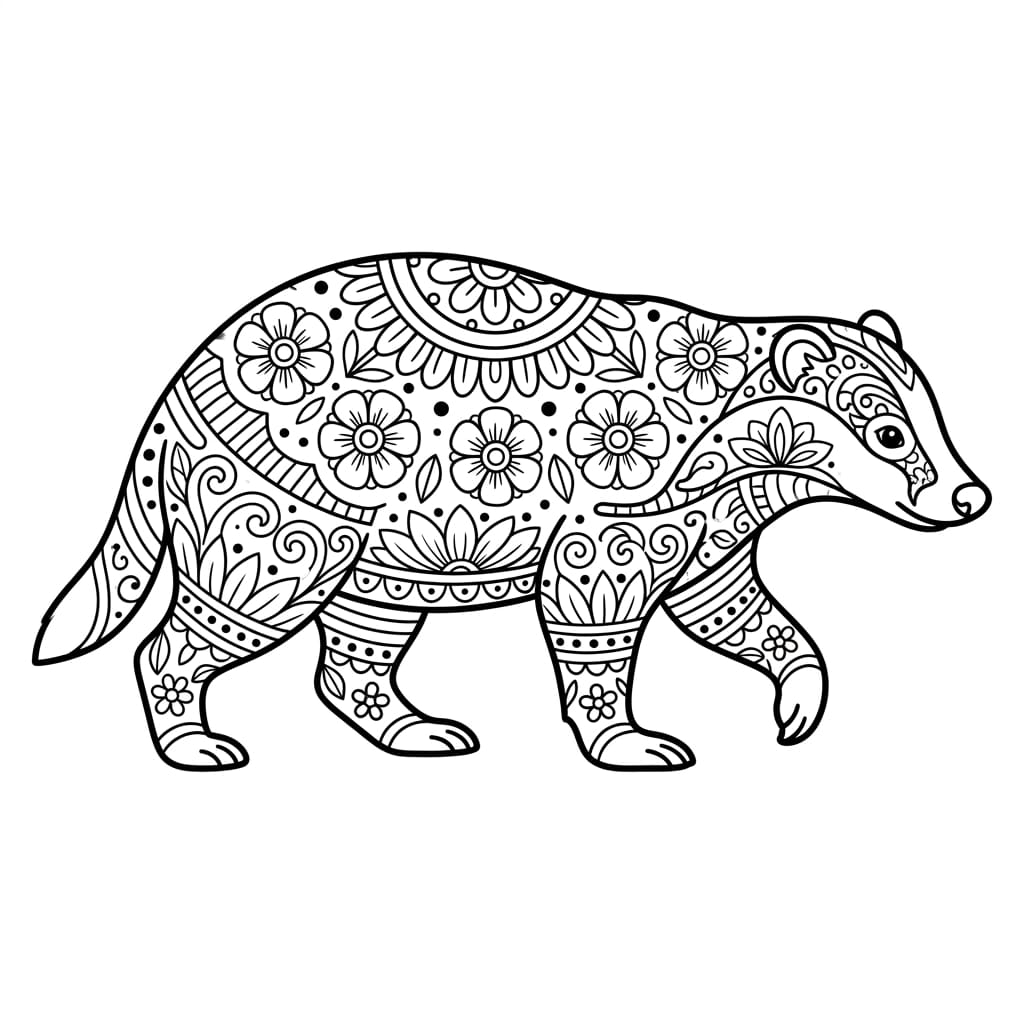 Coloriage Mandala: blaireau paisible Mandalas