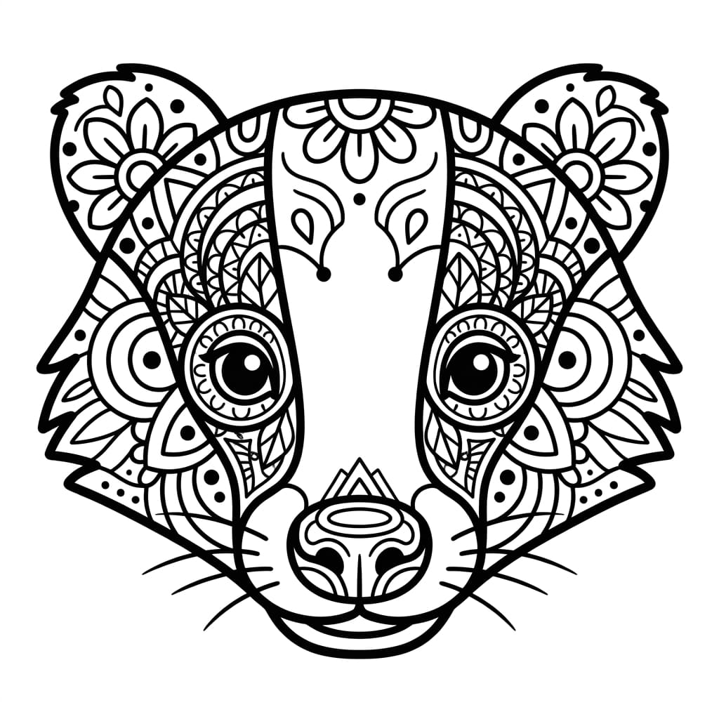 Coloriage Mandala: blaireau stylé Mandalas