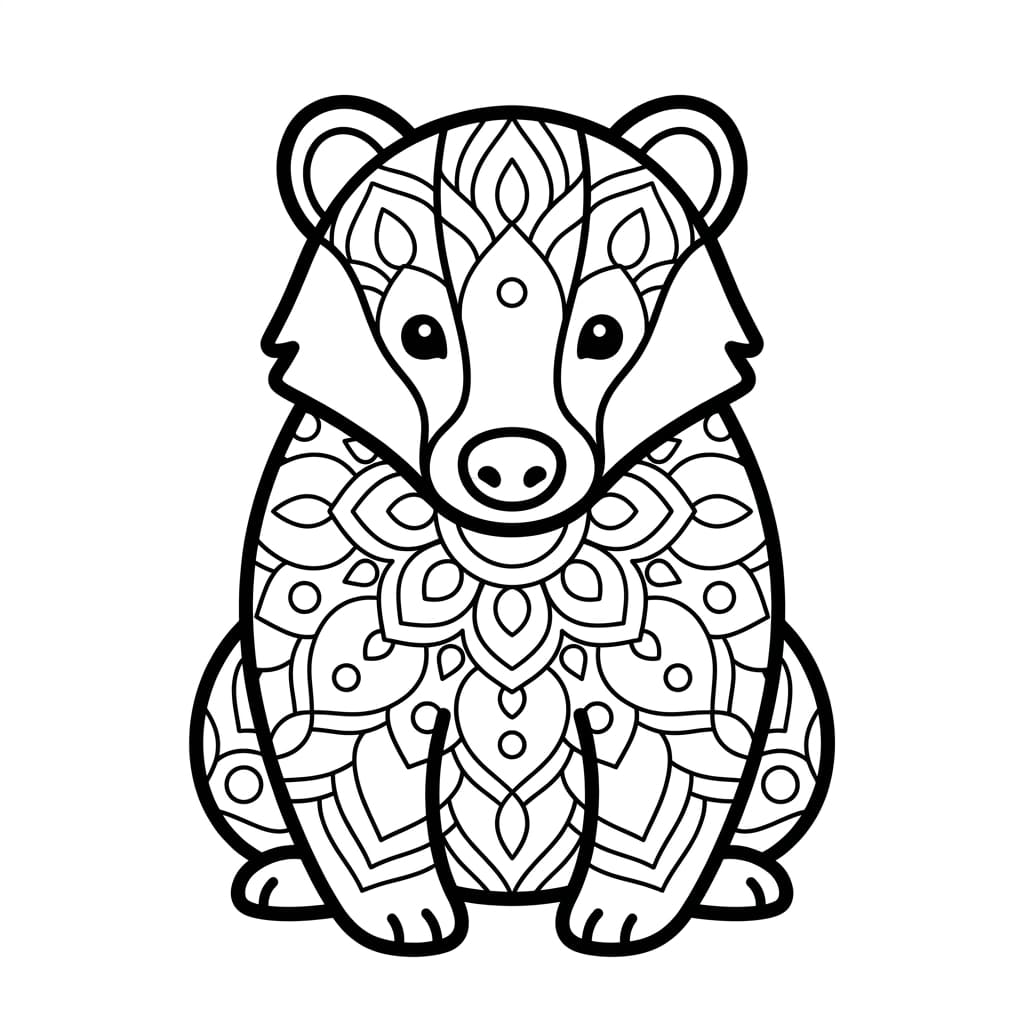 Coloriage Mandala: blaireau tranquille Mandalas