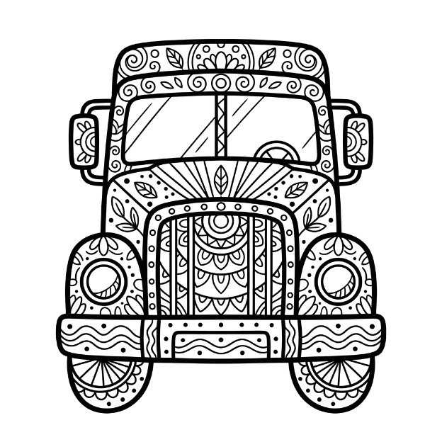 Coloriage Mandala: camion citerne Mandalas