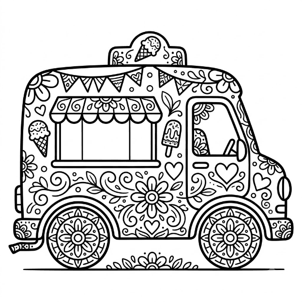 Coloriage Mandala: camion mignon Mandalas