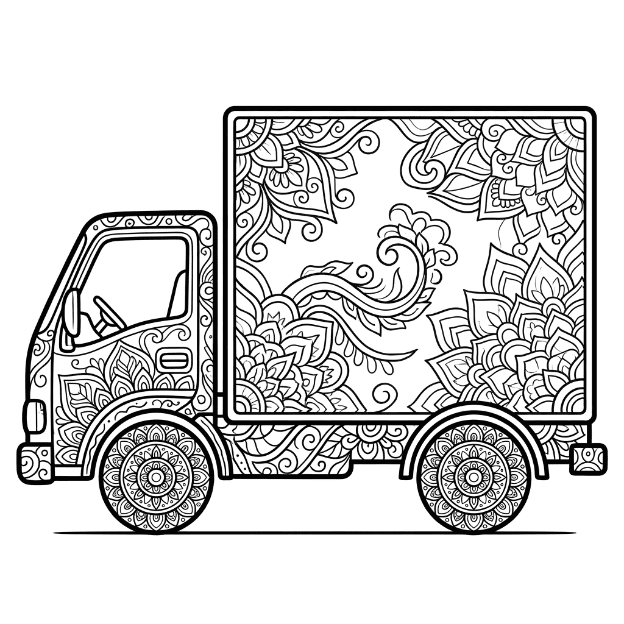 Coloriage Mandala: camion moderne Mandalas