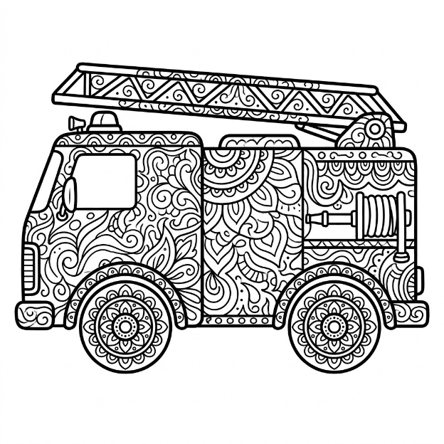 Coloriage Mandala: camion professionnel Mandalas
