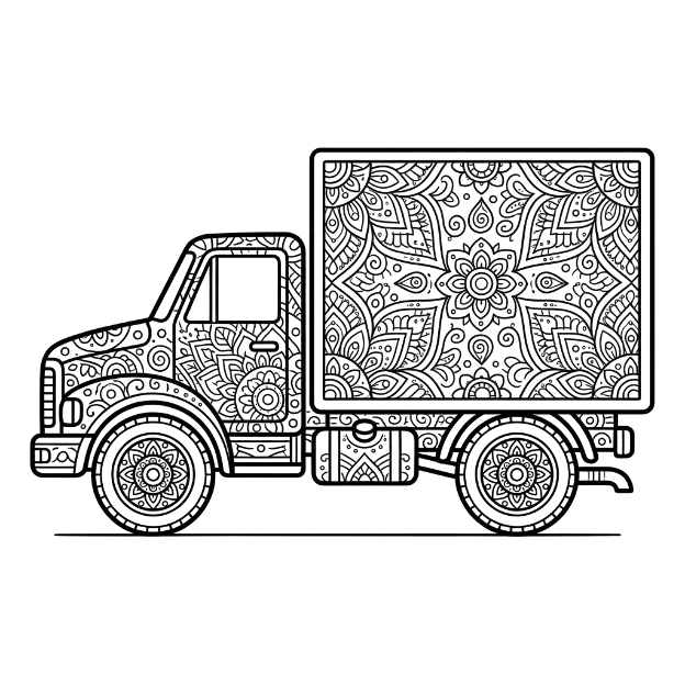 Coloriage Mandala: camion stylé Mandalas
