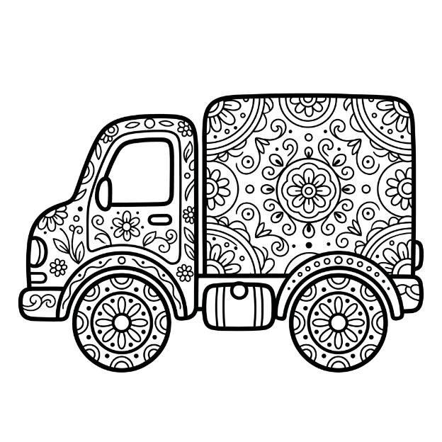 Coloriage Mandala: camion urbain Mandalas