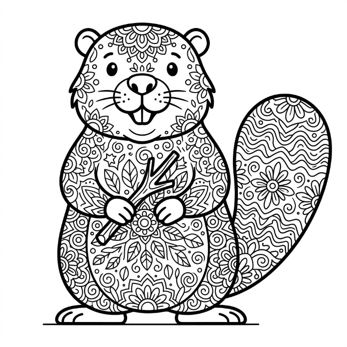 Coloriage Mandala: castor adorable Mandalas