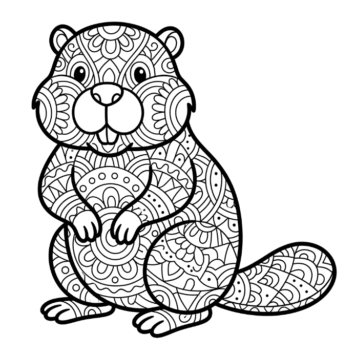 Coloriage Mandala: castor brun Mandalas