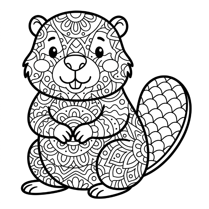 Coloriage Mandala: castor doux Mandalas
