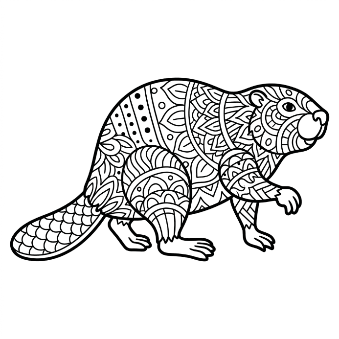 Coloriage Mandala: castor drôle Mandalas