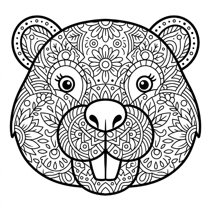 Coloriage Mandala: castor élégant Mandalas