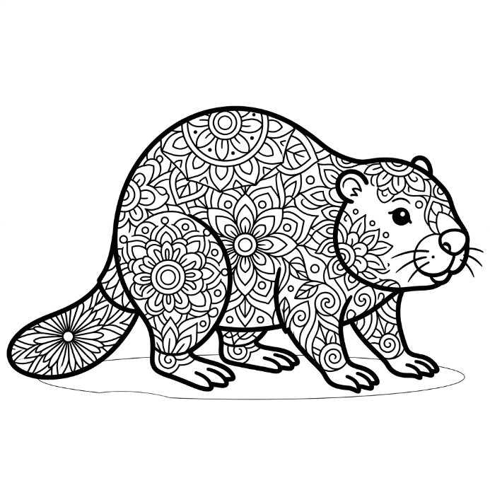 Coloriage Mandala: castor en action Mandalas