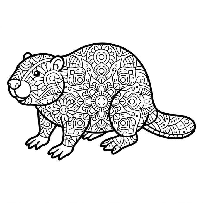 Coloriage Mandala: castor ingénieux Mandalas