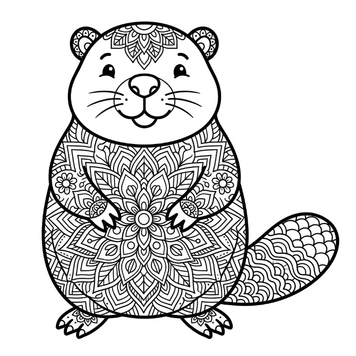 Coloriage Mandala: castor joueur Mandalas