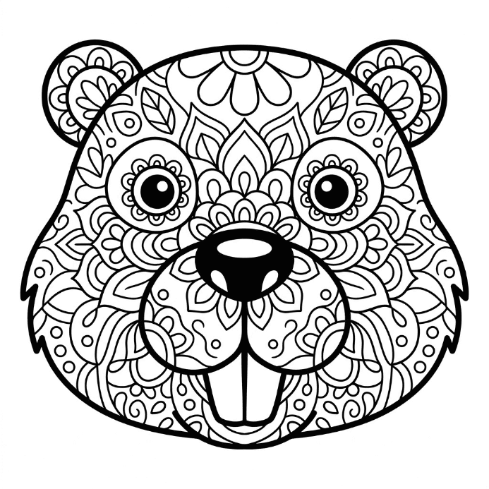 Coloriage Mandala: castor rigolo Mandalas