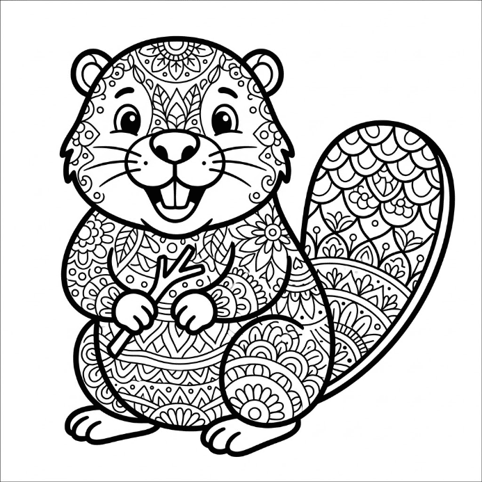 Coloriage Mandala: castor stylé Mandalas