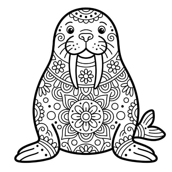 Coloriage Mandala: morse adorable Mandalas