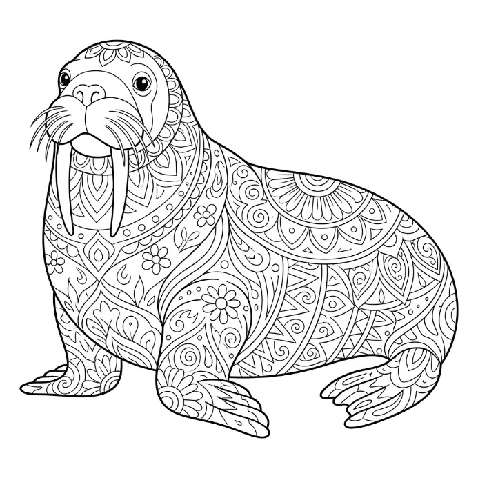 Coloriage Mandala: morse de glace Mandalas