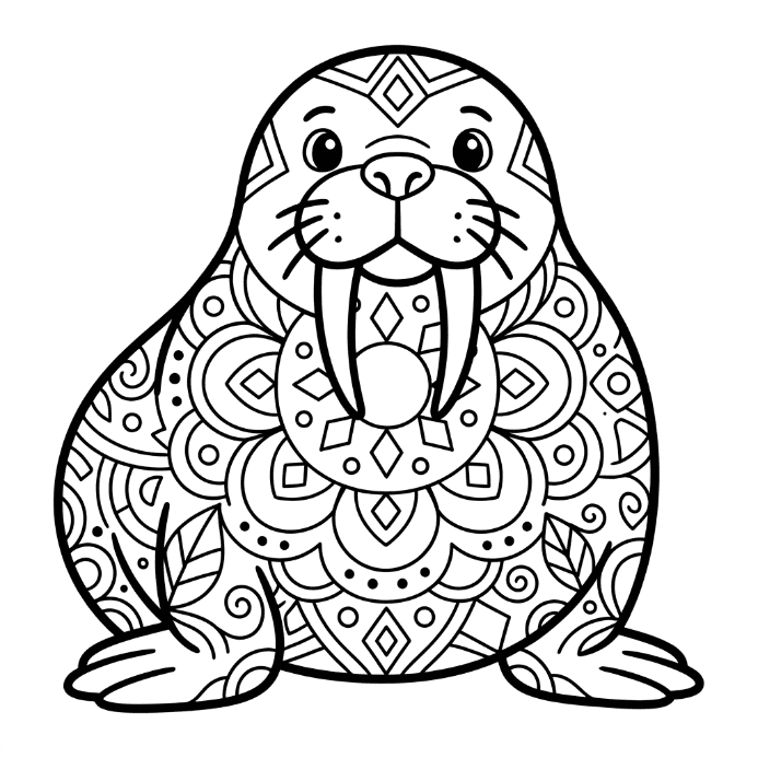 Coloriage Mandala: morse drôle Mandalas