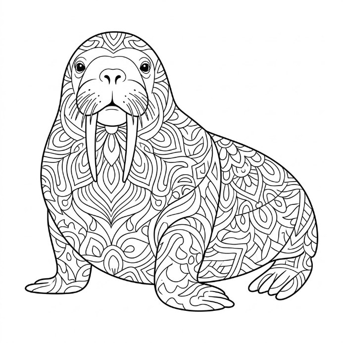 Coloriage Mandala: morse géant Mandalas