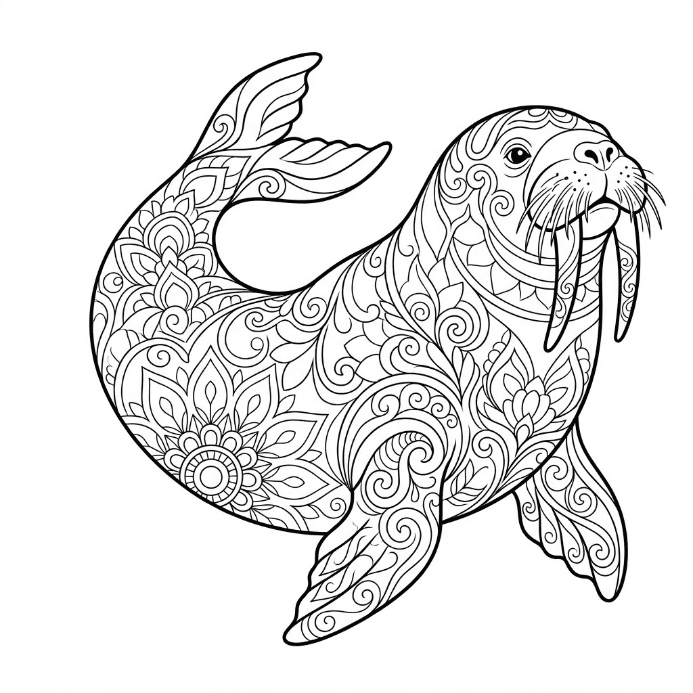 Coloriage Mandala: morse joueur Mandalas