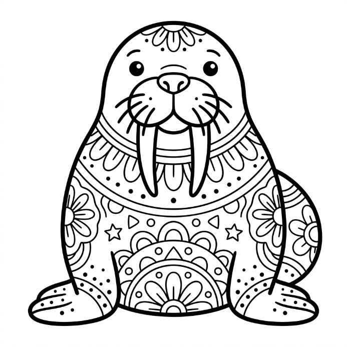 Coloriage Mandala: morse mignon Mandalas