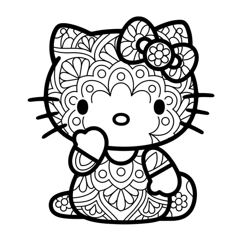 Coloriage Mandala: Hello Kitty arc-en-ciel Mandalas