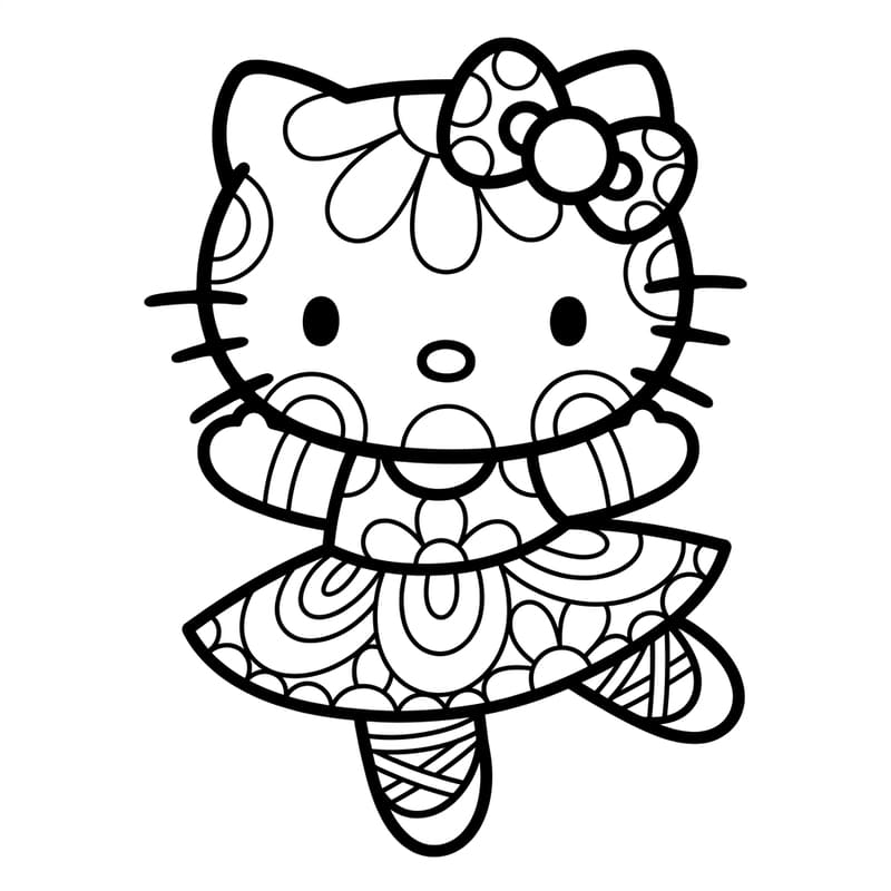Coloriage Mandala: Hello Kitty ballerine Mandalas