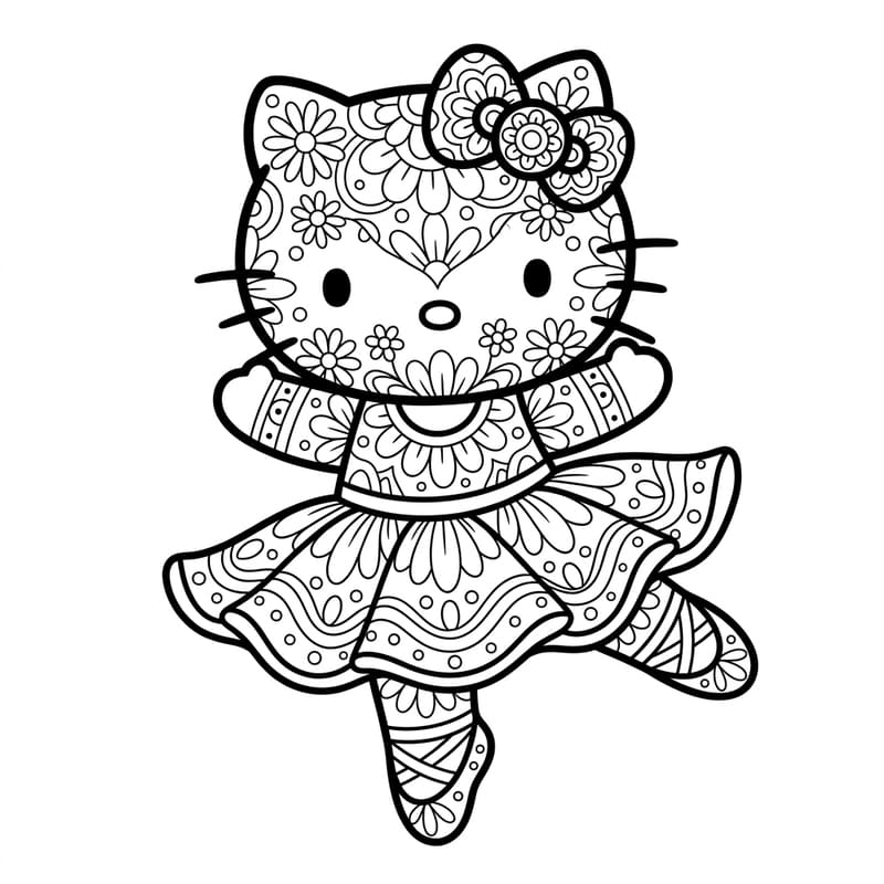 Coloriage Mandala: Hello Kitty élégante Mandalas