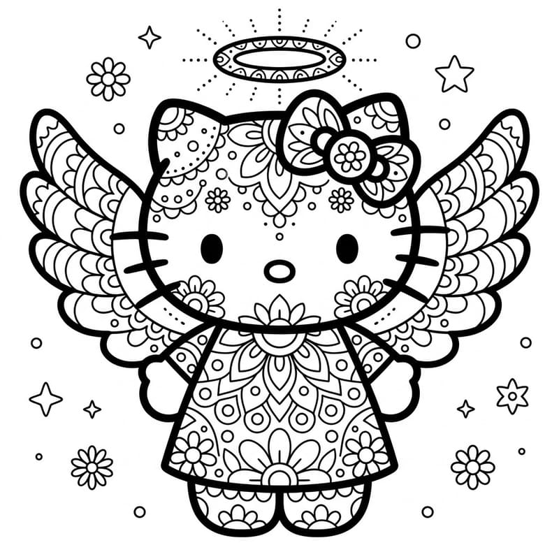 Coloriage Mandala: Hello Kitty étoilée Mandalas