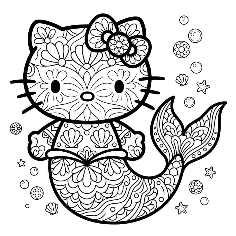 Coloriage Mandala: Hello Kitty fantastique Mandalas