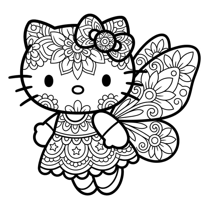 Coloriage Mandala: Hello Kitty féerique Mandalas