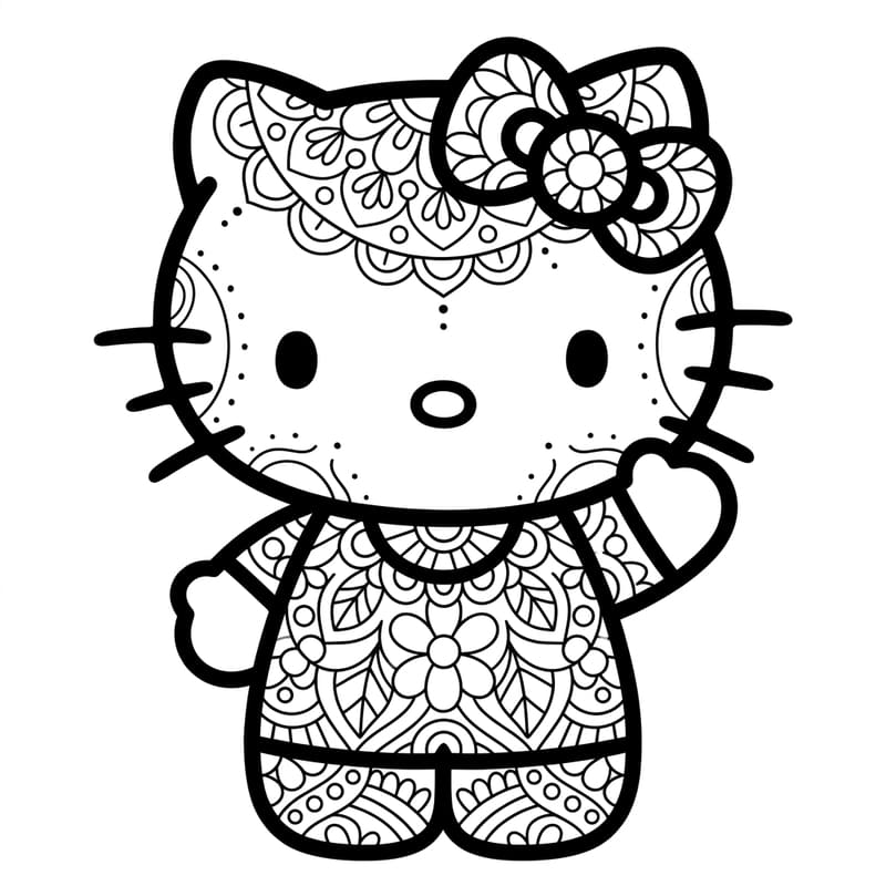 Coloriage Mandala: Hello Kitty kawaii Mandalas