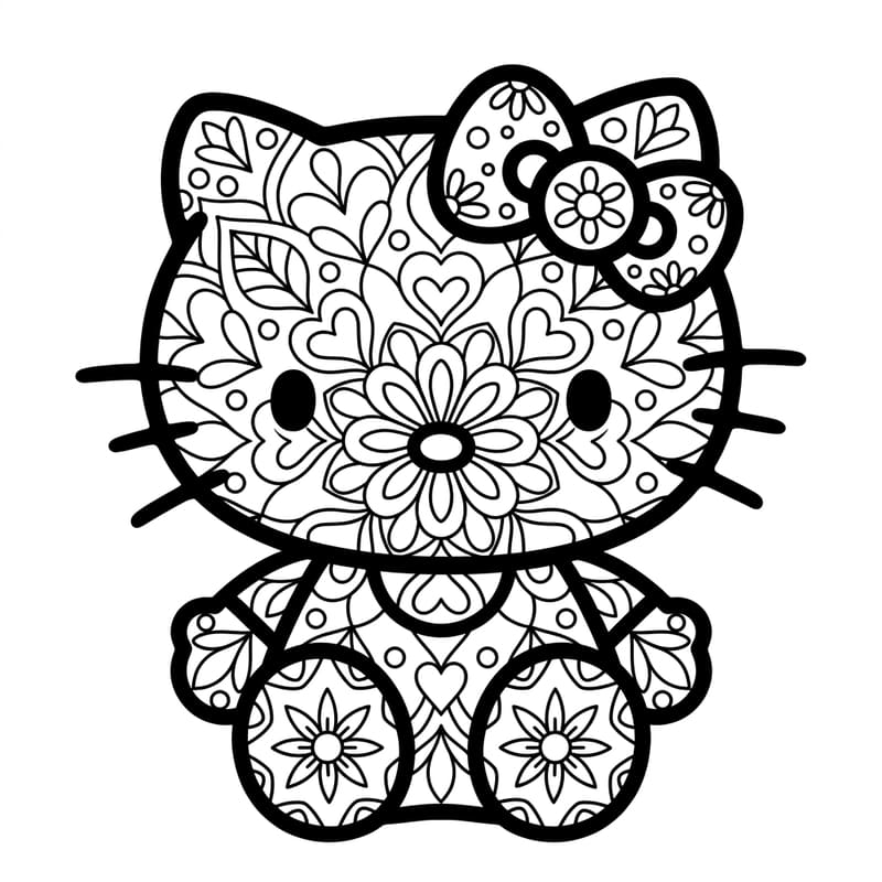 Coloriage Mandala: Hello Kitty mignonne Mandalas