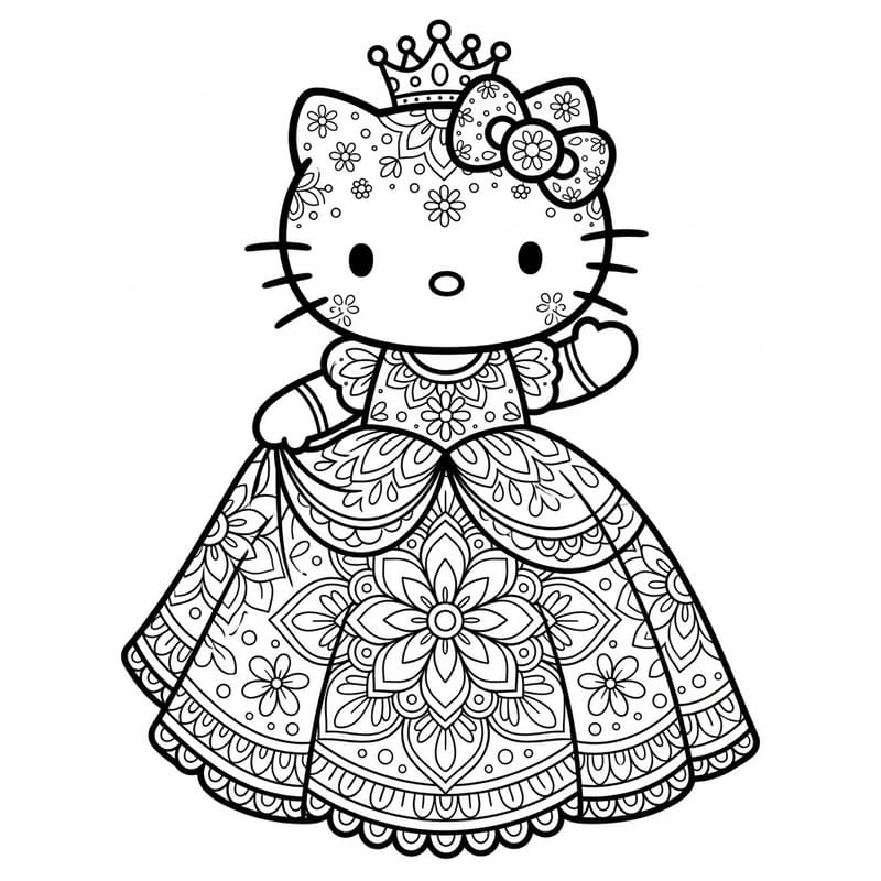 Coloriage Mandala: Hello Kitty princesse Mandalas