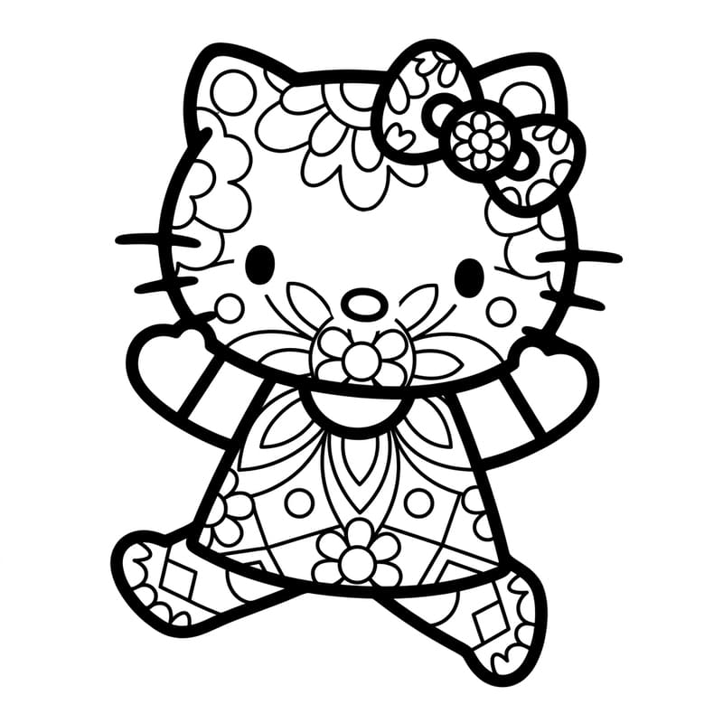 Coloriage Mandala: Hello Kitty romantique Mandalas